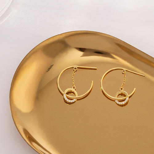 Sterling silver earrings for women summer C-shaped geometric niche design  new trendy high-end Korean style earrings and earrings