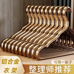 宇宙のアルミニウム合金のハンガーの家庭用のハンガーは跡がなくて、厚いハイエンドのステンレスの服は軽くて豪華な高級の金色の服を掛けて支えます。