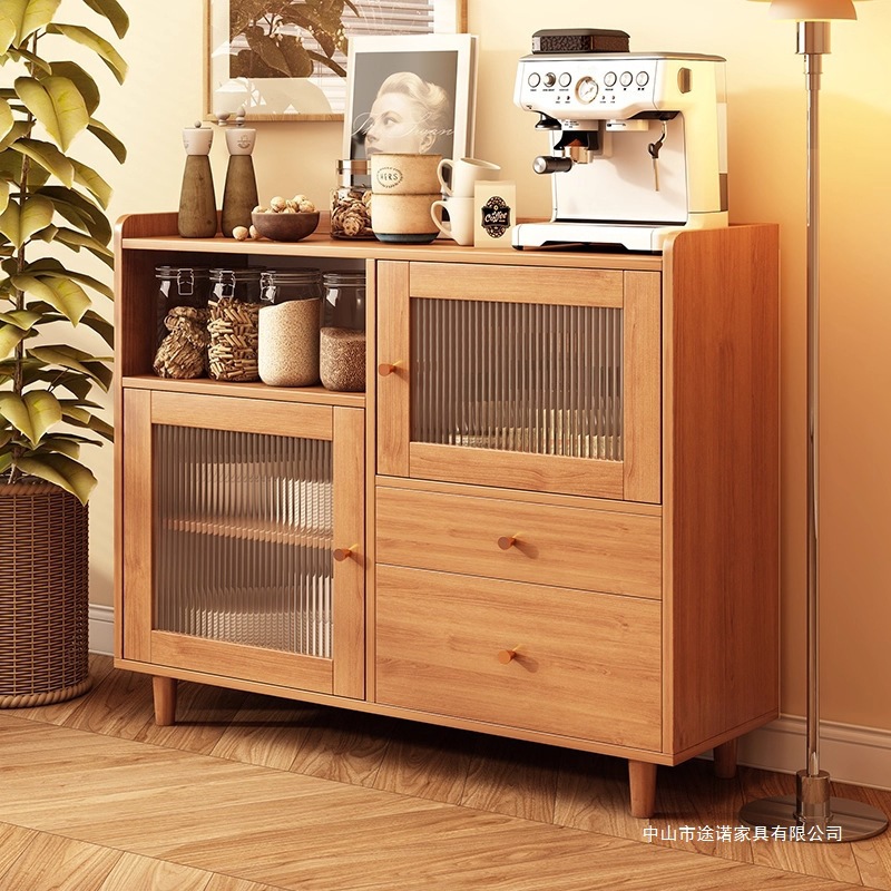 Japanese-Style Sideboard Integrated Wall-Mounted Home Tea Cabinet Storage Cabinet Living Room Side Cabinet Coffee Machine Bar Cabinet