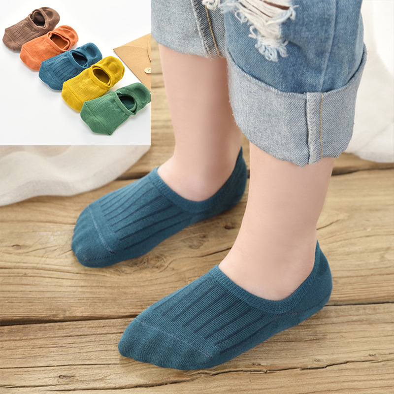 Wholesale New Children Invisible Socks Summer Boys Girls Solid Color 1-15 Years Old Student Baby Floor Socks Boat Socks