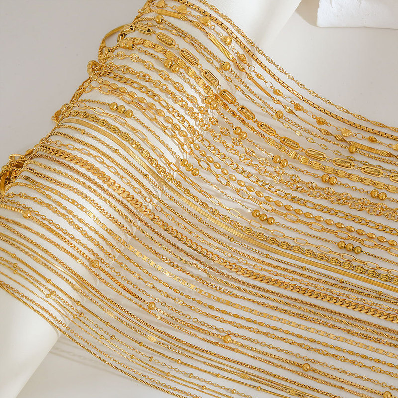 Stainless Steel Plain Chain Chain Furnace Vacuum Electroplating 18K Gold Necklace Twist Chain Snake Bone Chain Chain DIY Chain