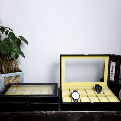 12-Compartment Standard Black High-Quality PU Leather Watch Storage & Display Box for Wholesale & International Trade
