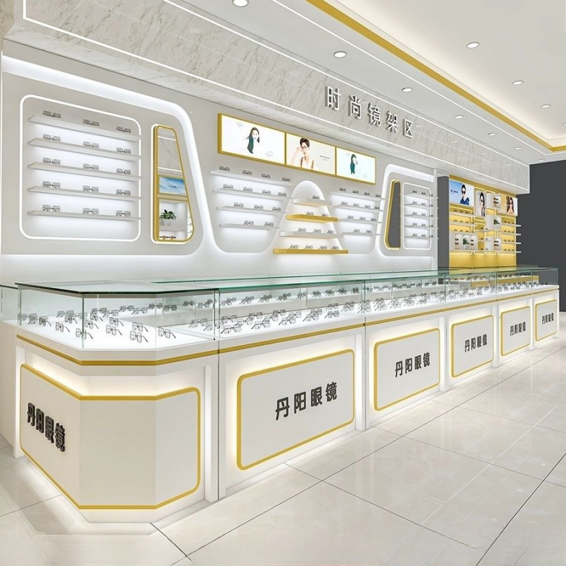 眼镜展示柜台烤漆货架远近视陈列柜时尚眼镜店烤漆货架时尚墨镜柜