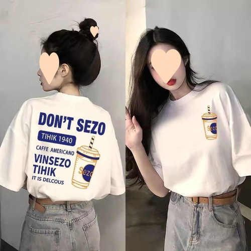 Summer New White Cotton Short-Sleeve T-shirt for Women Loose Fit Slimming T-shirt American Retro Heavyweight Short-Sleeve