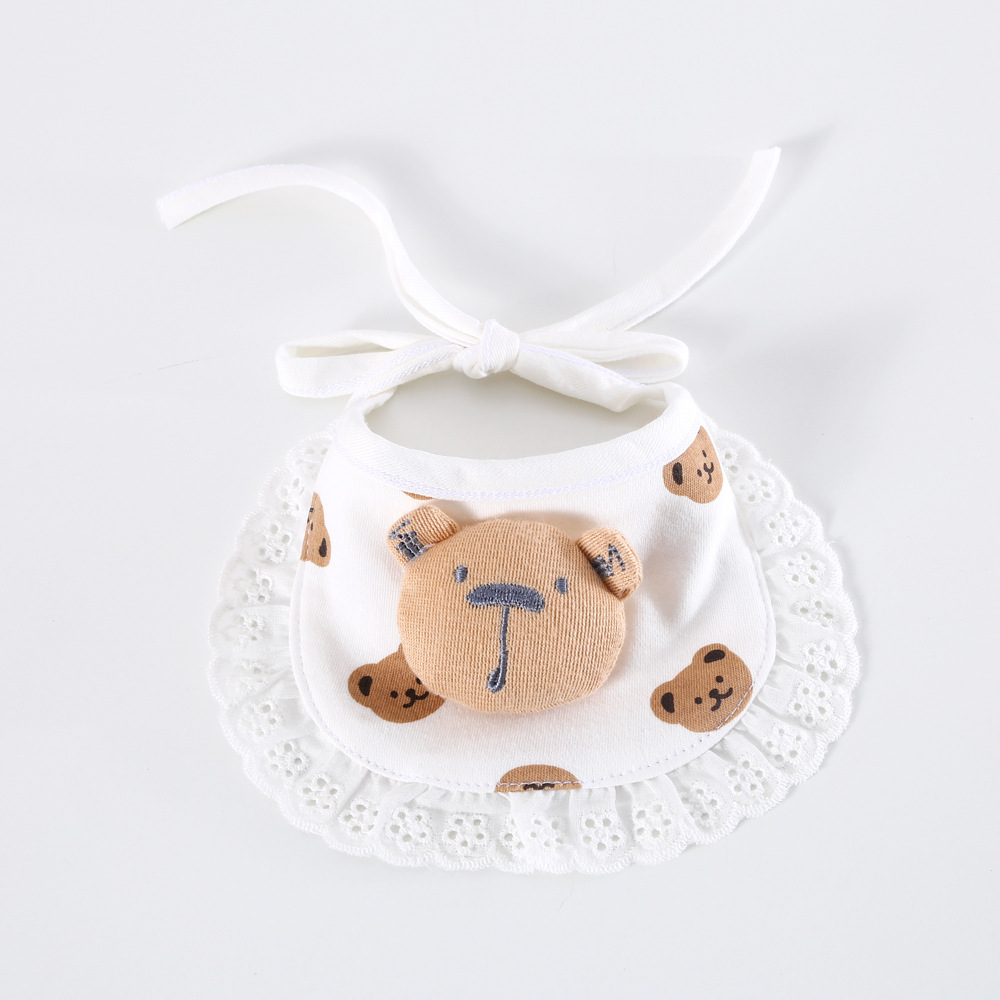 Mascota gato cachorro de dibujos animados Polka Dot Plaid encaje oso pequeño pato amarillo babero puro algodón lindo babero collar conejo