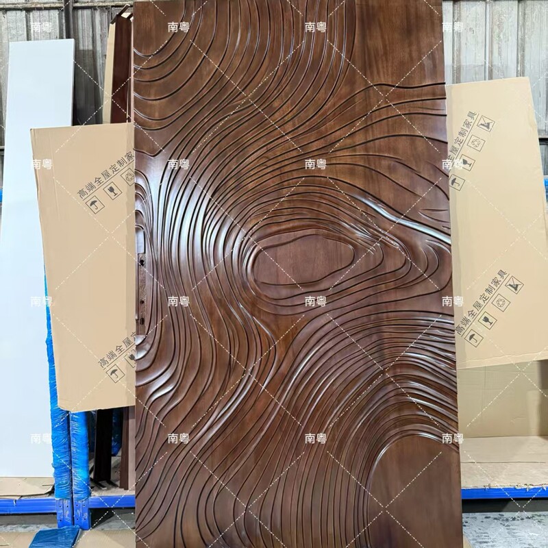 American Luxury Walnut Pivot Door High-End Custom Front Door Carved Entry Pivot Door Guangzhou Source Factory