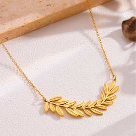 时尚ins风麦穗钛钢项链不掉色女百搭高级感锁骨链不锈钢饰品吊坠