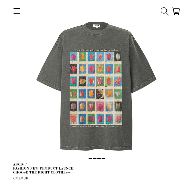 Camiseta de manga corta apilada en la calle alta de la marca de moda pesada de 250g para hombres de algodón puro con camisa de fondo suelta para hombres de verano