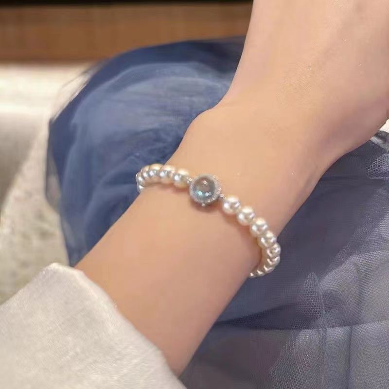 鲛人語/水星記海藍宝真珠ブレスレット女性軽豪華小衆フランス手作りビーズブレスレット調節可能|undefined