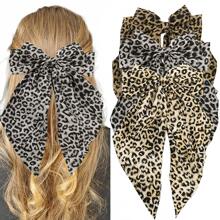 2024新款印花豹纹蝴蝶结弹簧夹时尚发夹复古发饰跨境热卖头饰批发