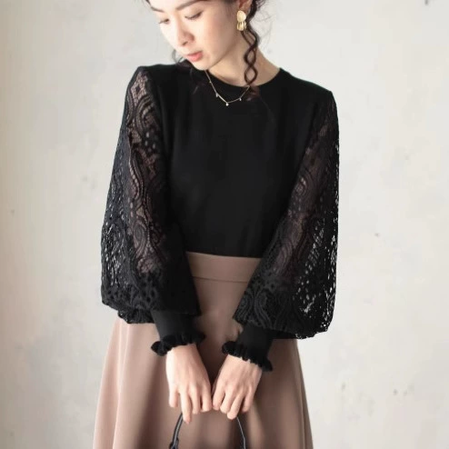 Япония и Южная Корея Внешняя торговля Новые осенние 2022 женские покупки кружевные рукава