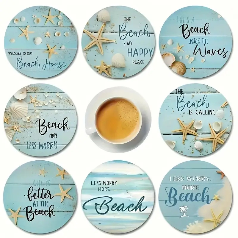 8 piezas de madera de moda fan de estilo nacional de tazas de arte resistente al calor para bebidas antideslizantes adecuadas para almohadillas de tazas de mandala