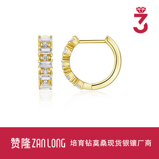European and American New S925 Sterling Silver Inlaid Moissanite Earrings Round Simple Earrings European and American Hip-Hop Stylish Fashion Earrings