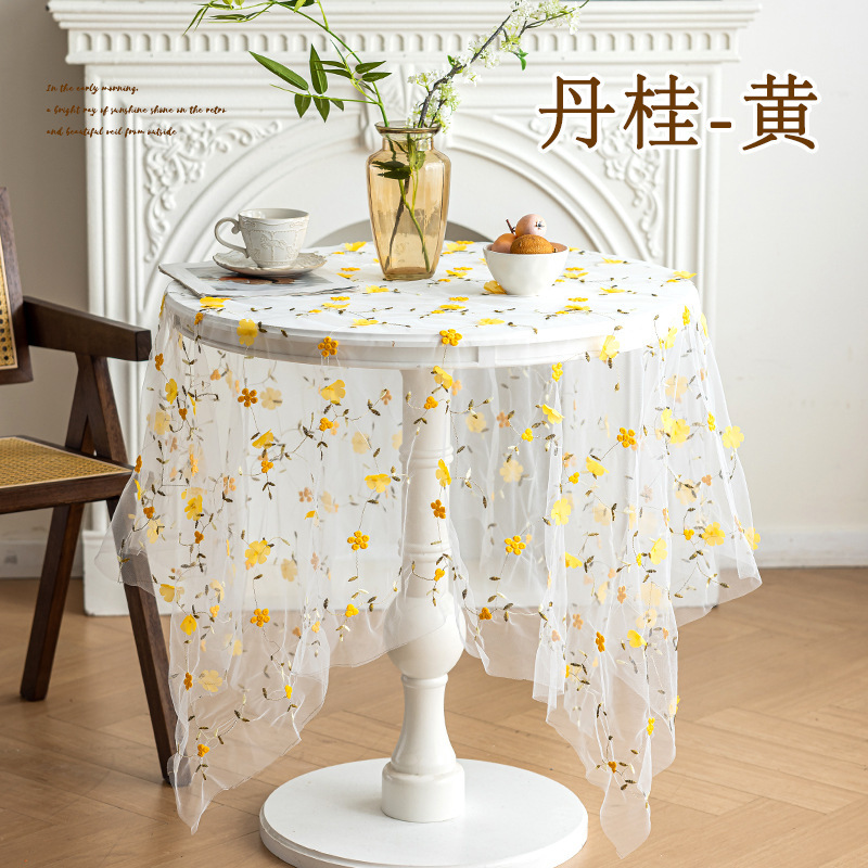 桌布彩色绣花摄影背景道具布蕾丝台布网纱透明装饰布田园小清新|undefined