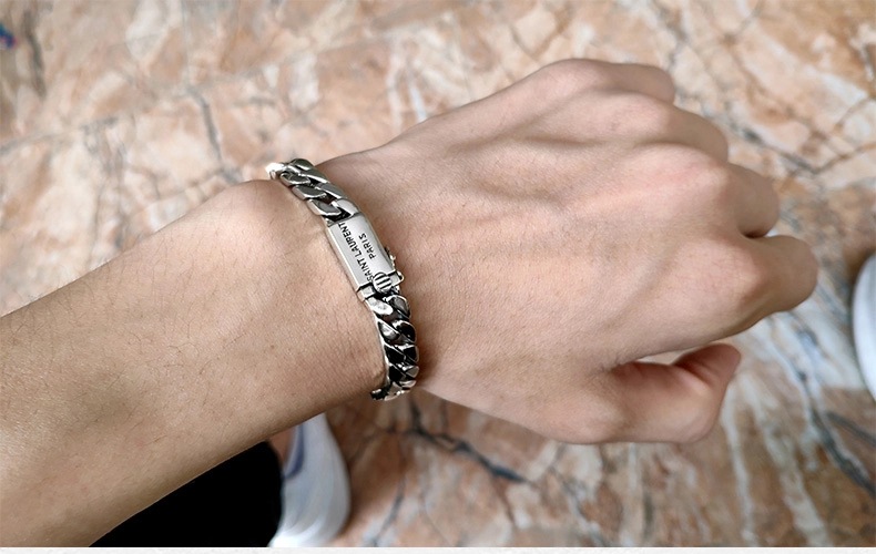 1 Piece Quantity Daily Occasion Copper Material Retro Punk Letter Copper Plating Men's Bracelets Men's Chain Bracelets