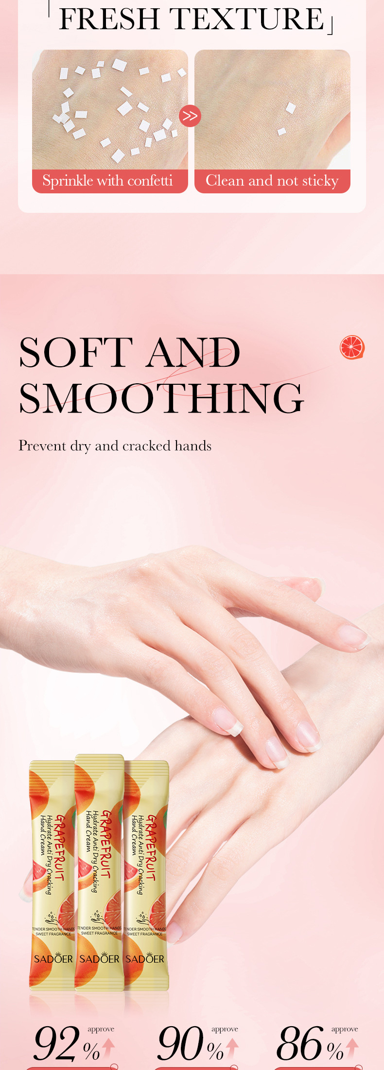 Autumn and Winter Hot Selling Hand Protection Frost Bar Set SADOER Peach and Grapefruit Moisturizing Hand Cream_voghion.com