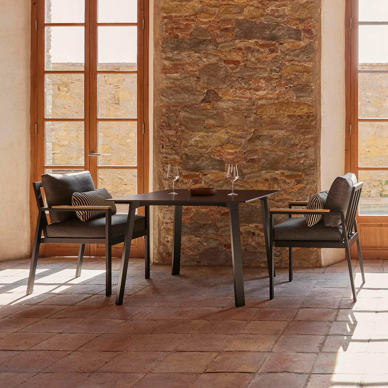 Outdoor dining table and chairs courtyard open-air rainproof sunshade outdoor caf&eacute; tea shop wicker aluminum garden minimalist set