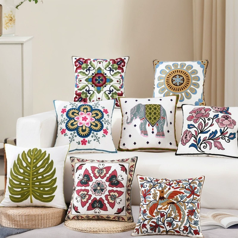 Towel, cloth for bed, tape, sofa, pillow, flowered, with embroidery