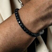 �羳�¿�5mm�ڽ��ɫ�ʯ��朁��R�d����ʿTennis Chain�����Ʒ
