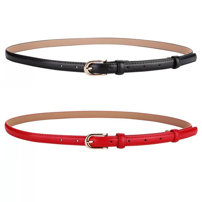 Simple Women's Leather Thin Belt in Stock, Fashionable Versatile Suit Jeans White Small Belt Decorative Dress