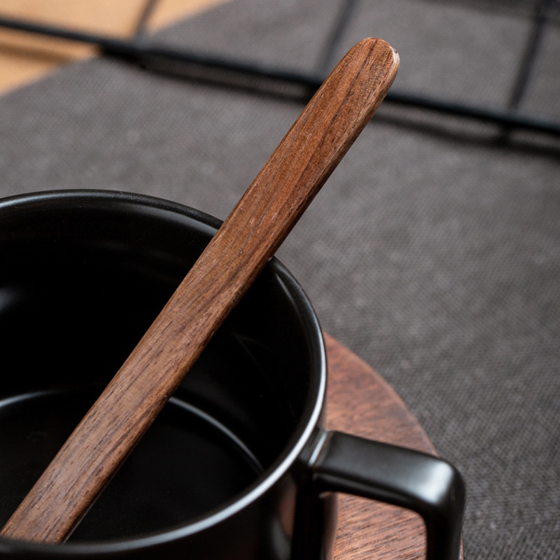 Cuchara de mezcla de nogal Cuchara de café de registro Cuchara de sopa Cuchara de mezcla desechable LOGOTIPO largo que se puede tallar
