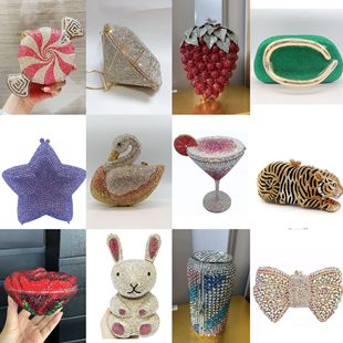 Crystal Clutch Bag Factory Wholesale Order Diamond Dinner Bag Hollow Banquet Diamond Handheld Women's Bag