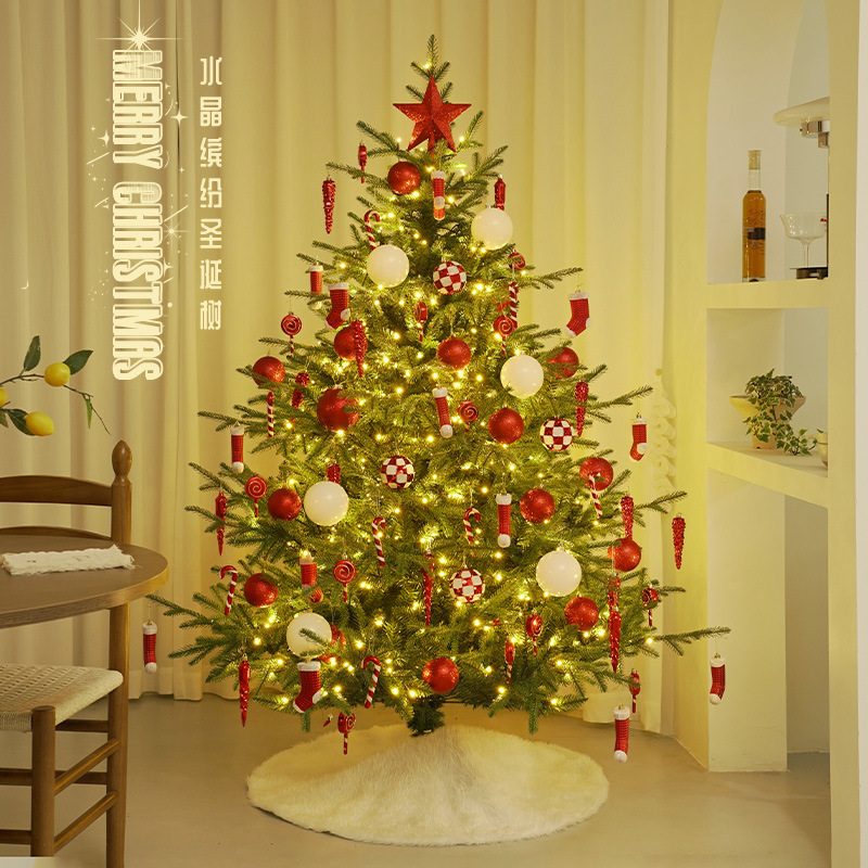 Gran árbol de Navidad decoración para el hogar rojo cifrado abeto adornos de árbol de Navidad 2025 nuevo árbol de Navidad diseño