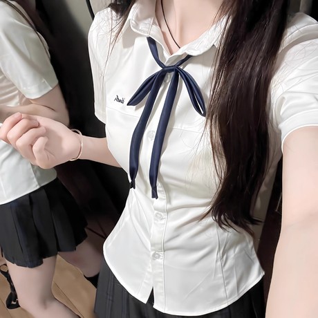 原创jk新款收腰短袖白衬衫制服日系校供衬衣夏季学院风女衬衣ins
