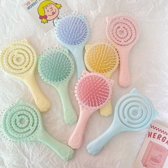 Small inflatable brush mirror, portable kitten top fluffy hollow brush, fairy massage cushion brush, curling brush