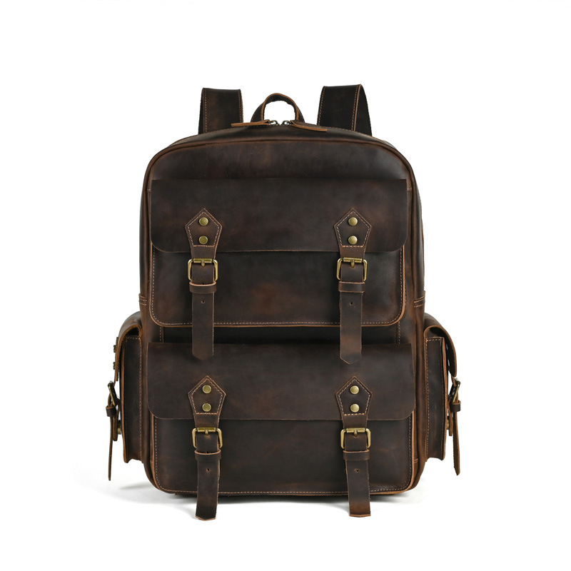 Men's retro leather backpack