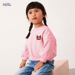 Little Maven Women's Kids Long Sleeve Fleece Hoodie New Round Neck Pullover Shirt Printed Children's Clothing