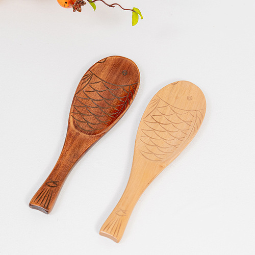 Japanese Internet celebrity fish-shaped rice spoon wooden rice spoon dry rice spoon household tableware rice shovel manufacturer wholesale