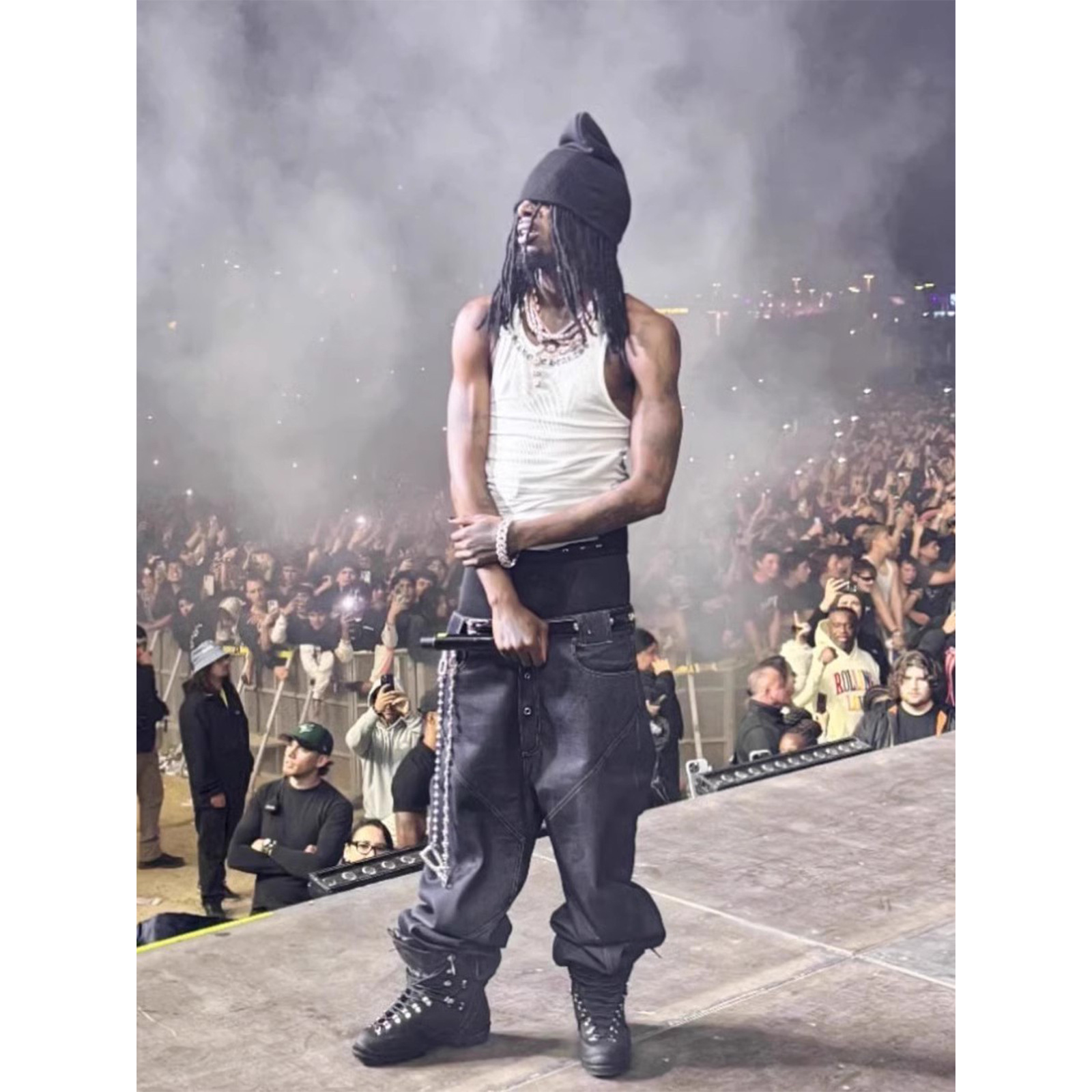 Opium YVL Style Geometric Cut Straight Loose Raw Denim Jeans, getragen von Playboi Carti, für Herren_voghion.com