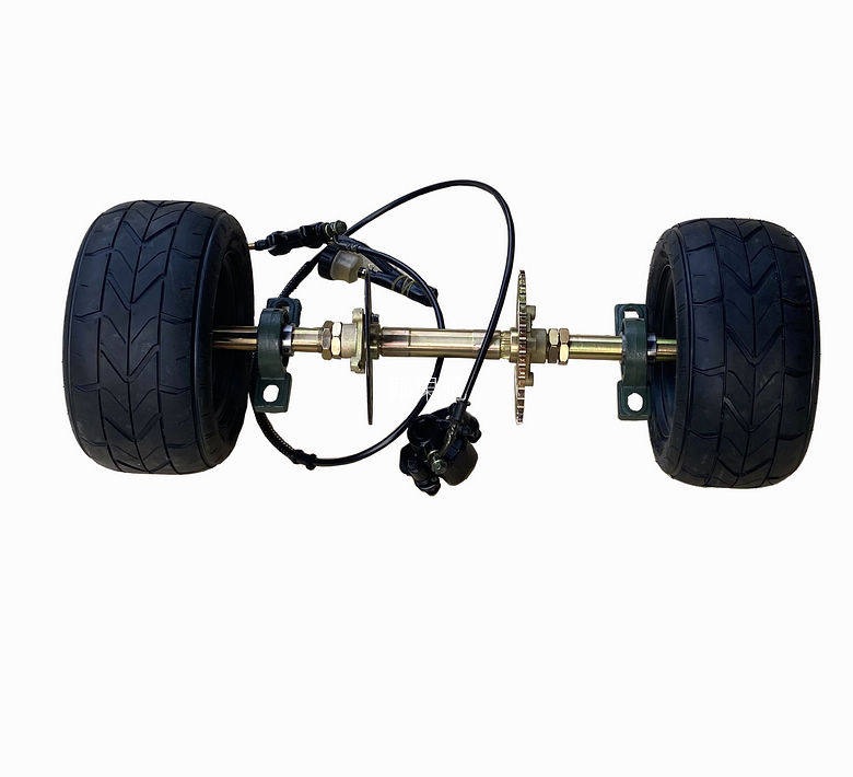 Modified Four-Wheel Vehicle Parts, Homemade Box-Type Go-Kart Rear Axle with 6inch Tires and Brakes, Rear Suspension Kit
