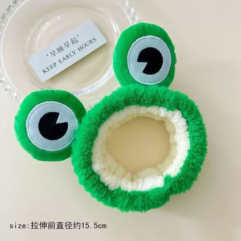 Banda de cabello de ranas lindas bandas de dibujos animados para lavar la cara de mujeres maquillaje especial banda de cabello máscara de lavado pelusa nueva tarjeta de cabello