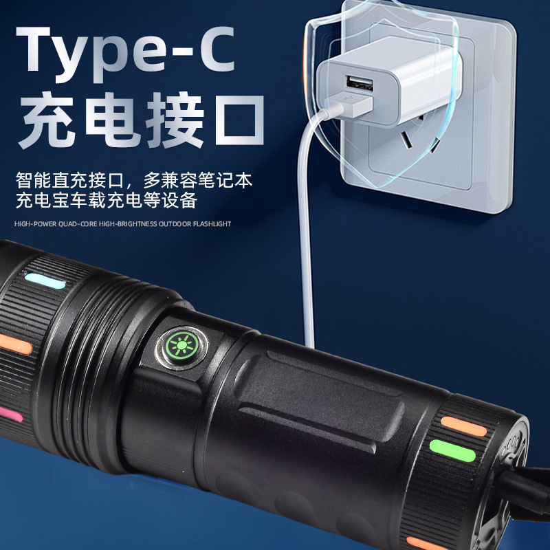 国境を越えた人気の屋外懐中電灯、超高輝度、超長時間、強力な光レーザー砲のバッテリー寿命、多機能アルミニウム合金ミニ懐中電灯|undefined