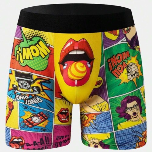 European and American cross-border exclusive men's quick-drying straight-leg pants printed men's four-sided underwear fitness straight-leg underwear factory wholesale