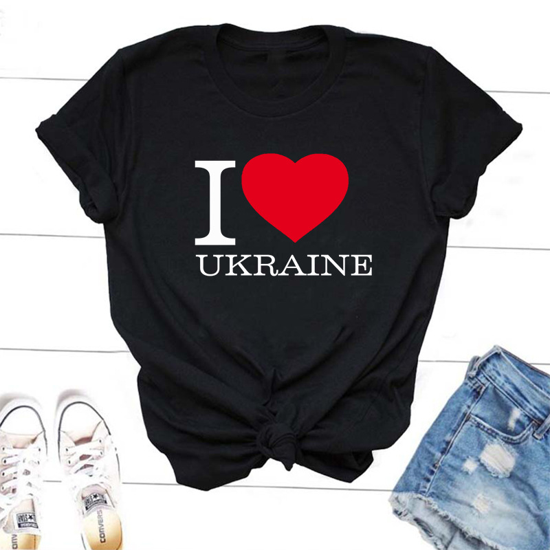 I Love Heart Ukraine T Shirt Women Casual Sh