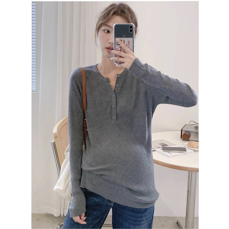 孕妇针织衫大版型 2025秋冬休闲长袖弹力宽松打底上衣中长款|undefined