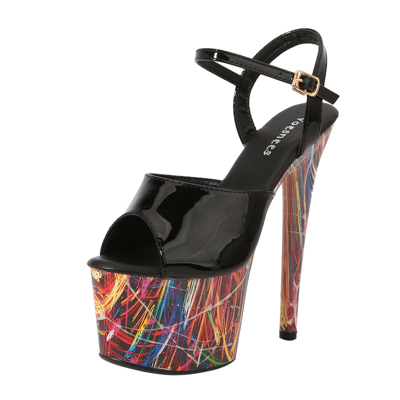 1986-53 AliExpress fluorescente luminoso 20CM de charol AliExpress tacón alto tacón de aguja sandalias de plataforma