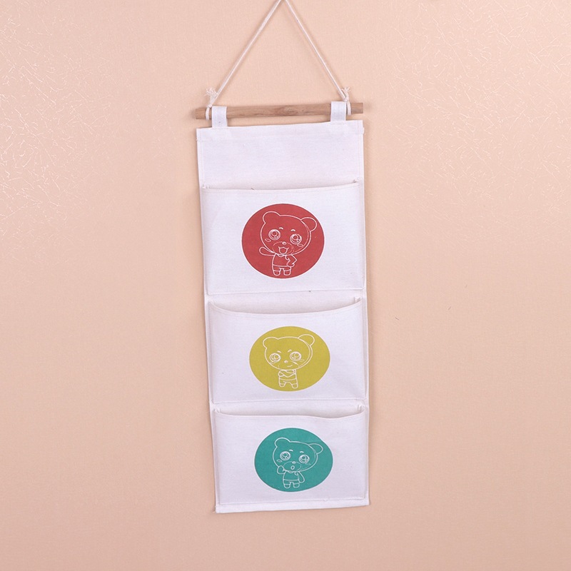 Suministro de fábrica de almacenamiento colgante doble bolsa colgante de almacenamiento de artículos diversos montados en la pared bolsa colgante de almacenamiento suministros para el hogar bolsa colgante de almacenamiento de algodón y lino
