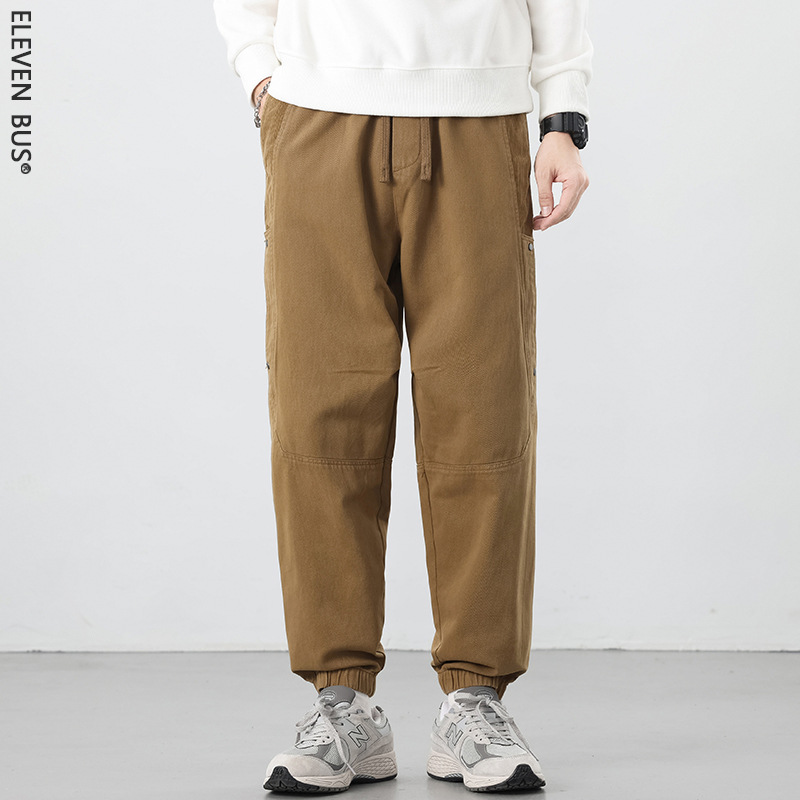 American Retro Pure Cotton Multi-Pocket Cargo Casual Pants for Men, Autumn Breathable Trendy Versatile Jogger Long Pants for Men