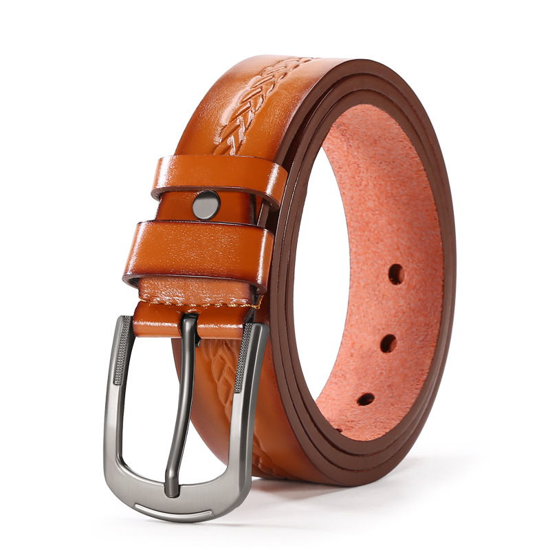 Los hombres de aleación pin hebilla cinturón joven y de mediana edad de moda todos los partidos jeans lavado pantalones de microfibra cinturón en stock al por mayor