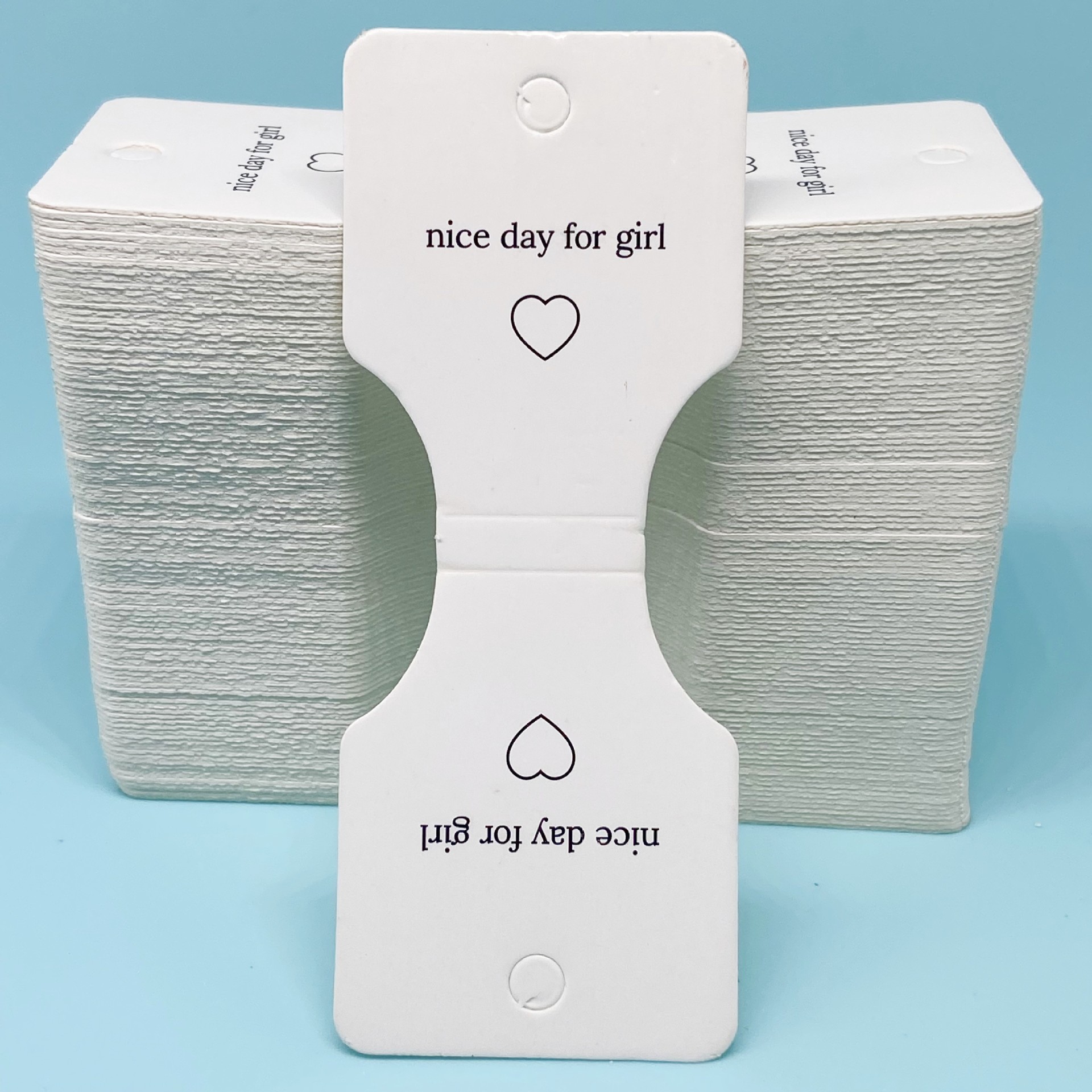 200张一捆 小爱心对折发圈卡纸 皮筋包装纸卡项链钥匙扣卡头卡片