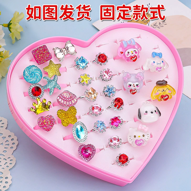Sanrio, детское кольцо, милая семейная игрушка для принцессы раннего возраста, с драгоценным камнем, подарок на день рождения