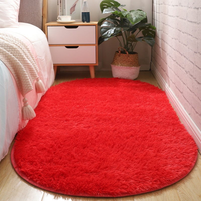 Luz de lujo dormitorio mantas de cama sala de estar oval simple estera de suelo vello largo teñido antideslizante balcón estera de ventana flotante paquete suave image 11
