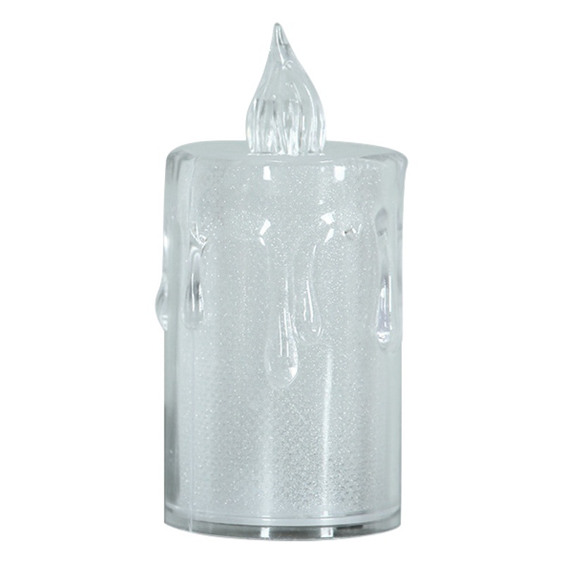 Acrílico no base de cristal transparente lágrimas creativo ambiente de vacaciones decoración LED pequeña vela electrónica té lámpara de cera