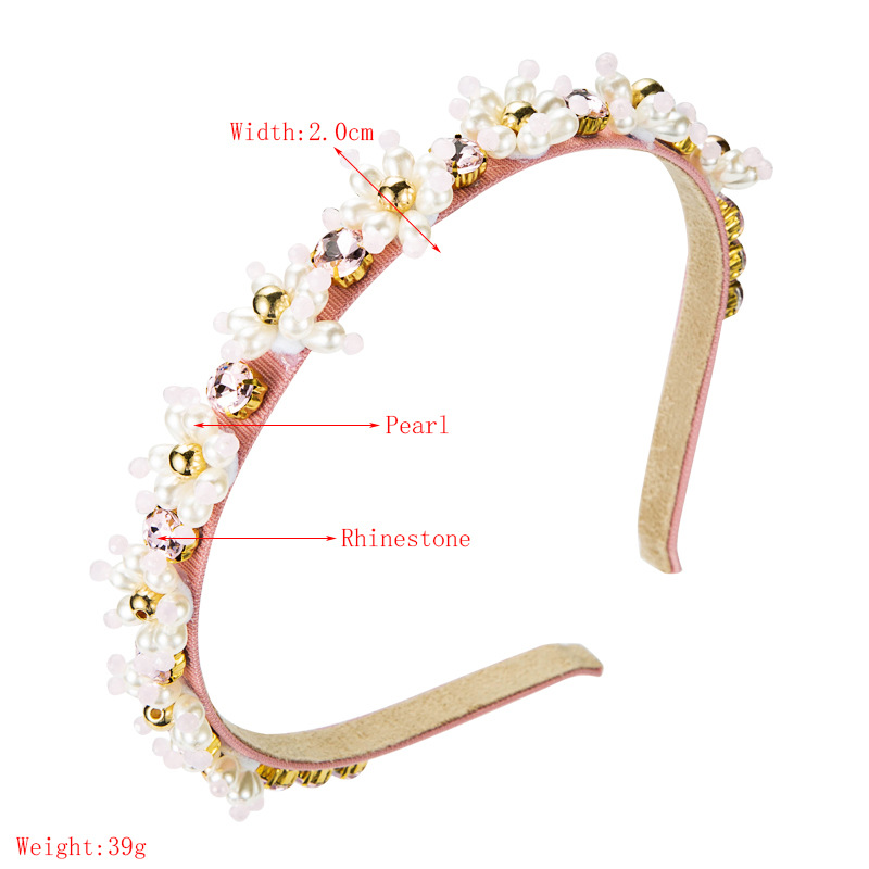 Korean Style Pearl Rhinestone Flower Thin Side Headband display picture 1