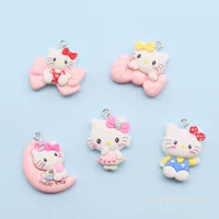 Смола котенок мультфильм милый ktcat лук Луна животное DIY серьги сумка брелок аксессуары кулон
