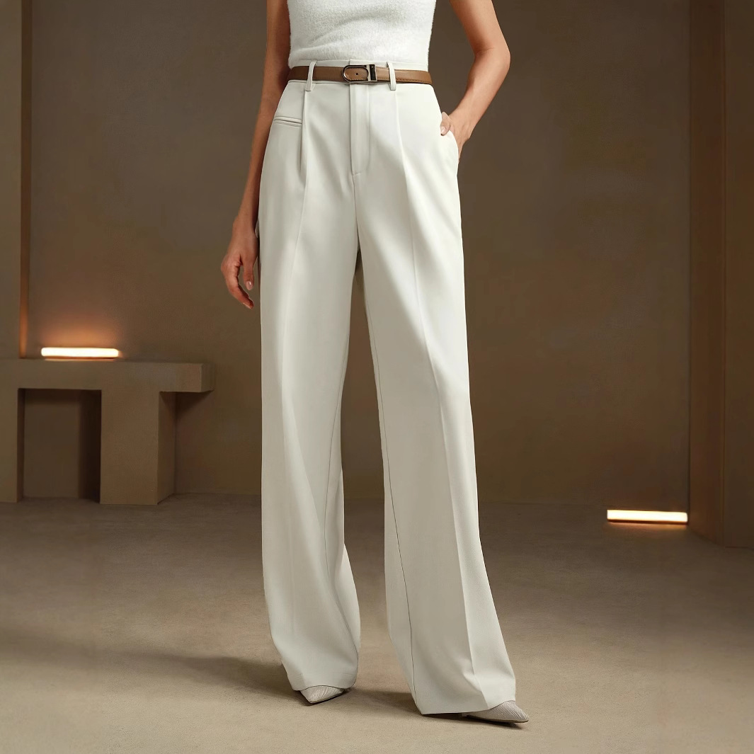 Summer High-Waisted Wide Leg Pants – Breathable Solid Color Trousers With Flowy Silhouette (XS-XL)_voghion.com